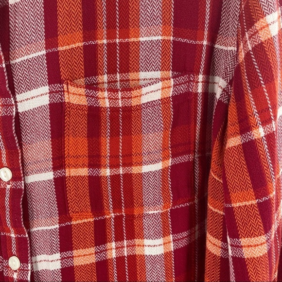 Lucky Brand Red Multi-Color Plaid Long Sleeve Button Up Shirt - Sz L - Picture 6 of 14